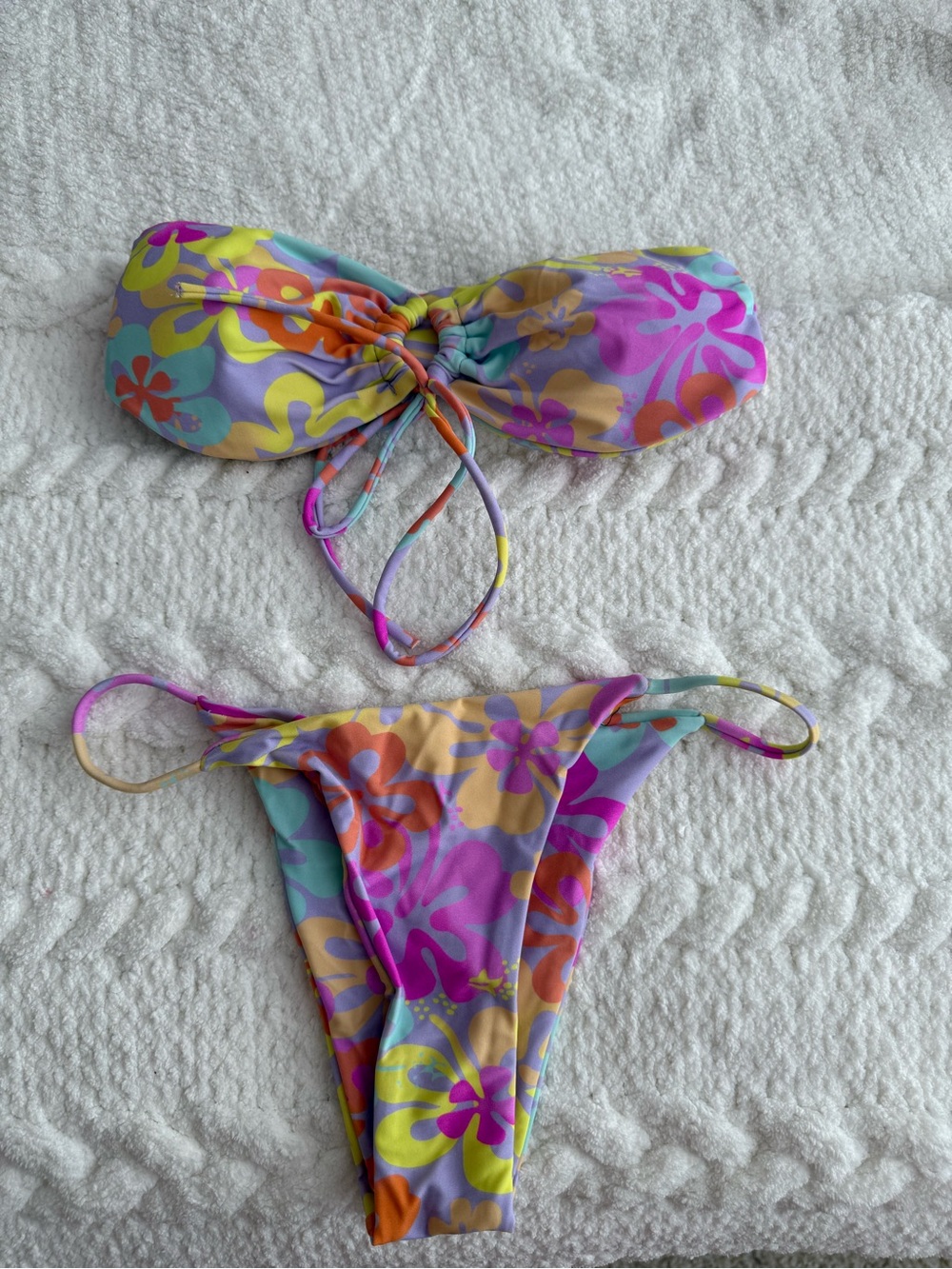 Princess Polly Pastel Tie-Dye Strapless Bandeau Bikini - Yellow Pink Lavender - Picture 3 of 3